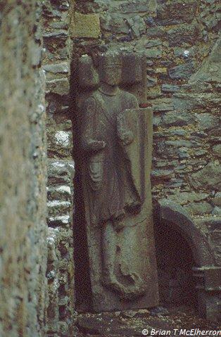 An effigy of a Norman Knight inthe armour of the period.  probably that of Roger Outlawe, Grand Prior from 1315 to 1340